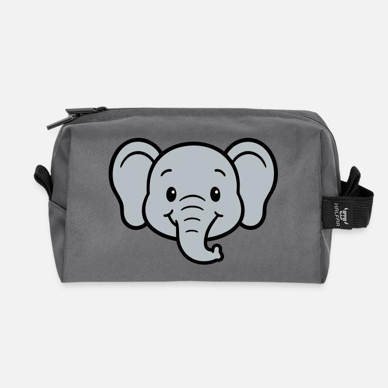 Playful elephant print for children - Recycled Toiletry Zip Bag - anthracite