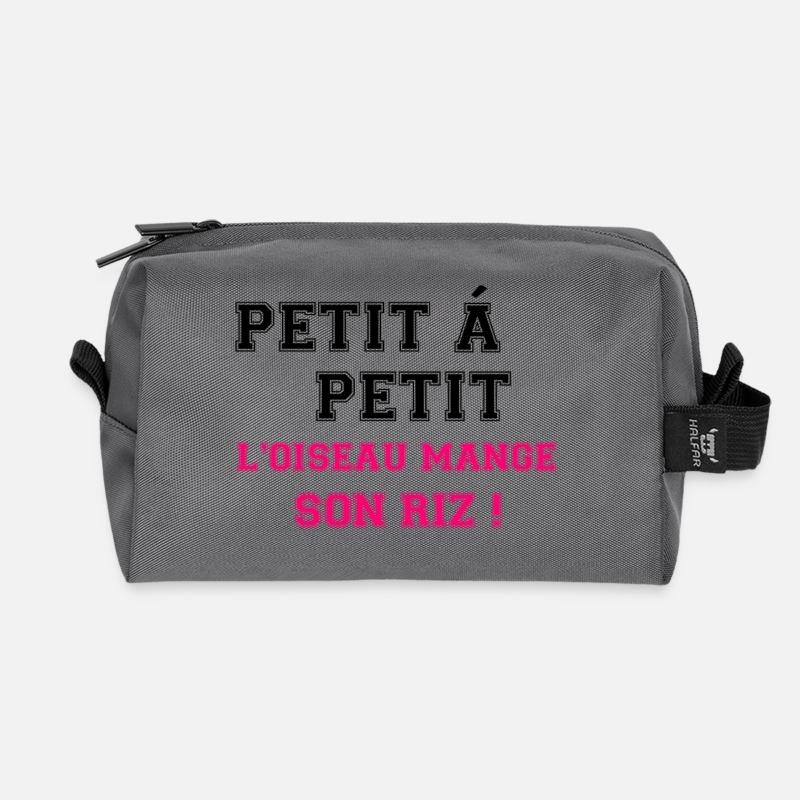 Little by little, the bird eats its rice - Recycled Toiletry Zip Bag - anthracite