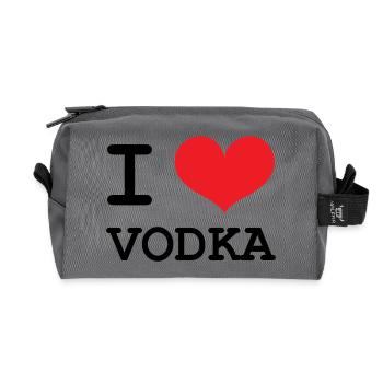 Ich liebe Wodka – Alkohol - Recycelte Kulturtasche - Anthrazit - Vorne