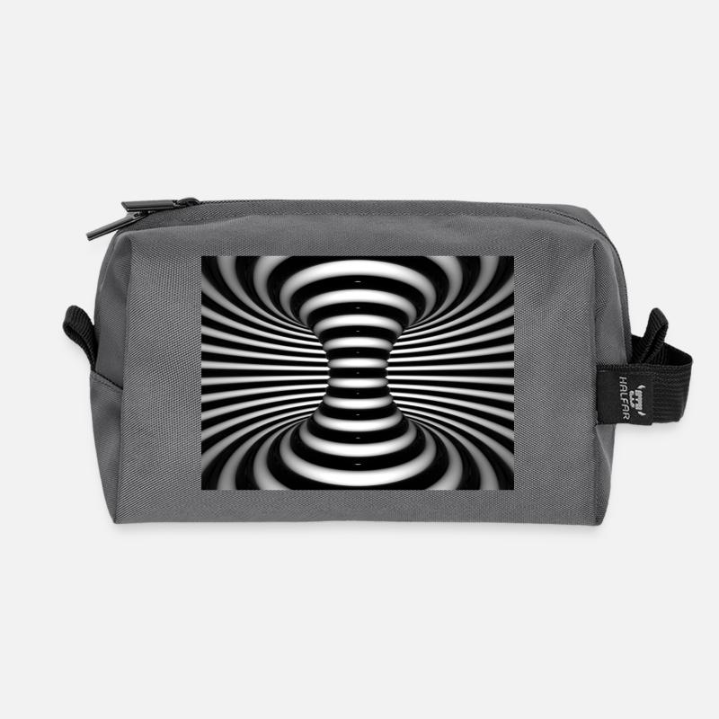 Black and white spiral vortex - Recycled Toiletry Zip Bag - anthracite