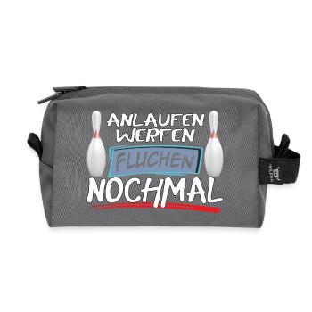 Run-up, throwing, cursing, bowling again - Recycled Toiletry Zip Bag - anthracite - Front