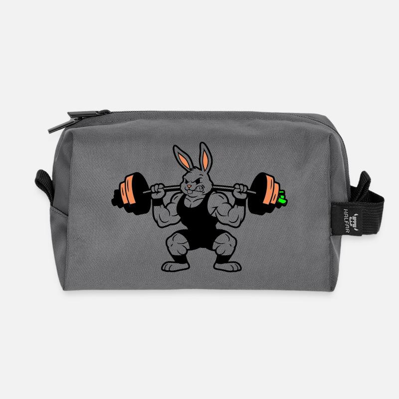 Muskel Hase Karotten Hantel - Recycelte Kulturtasche - Anthrazit