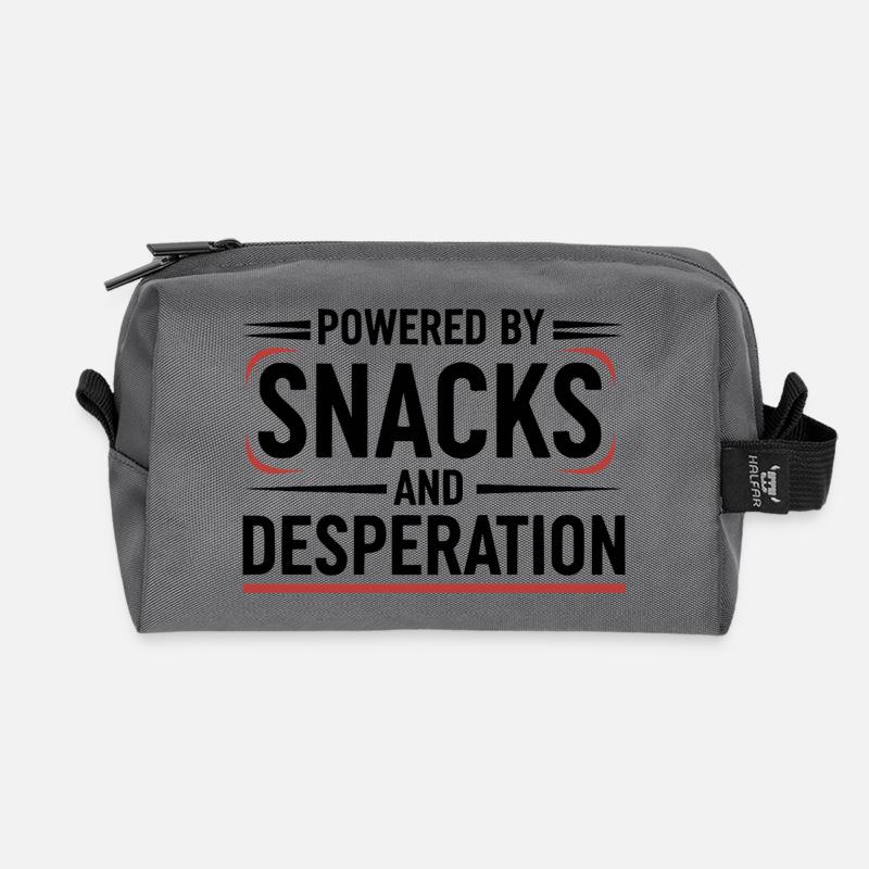 Powered By Snacks and Desperation - Recycled Toiletry Zip Bag - anthracite