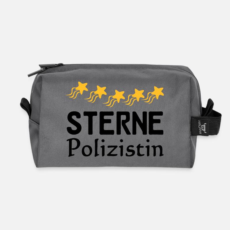 Sterne Polizistin Geschenk - Recycelte Kulturtasche - Anthrazit