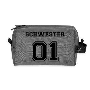 Schwester 01 Familie Sis Sister Geschenk bday - Recycled Toiletry Zip Bag - anthracite - Front