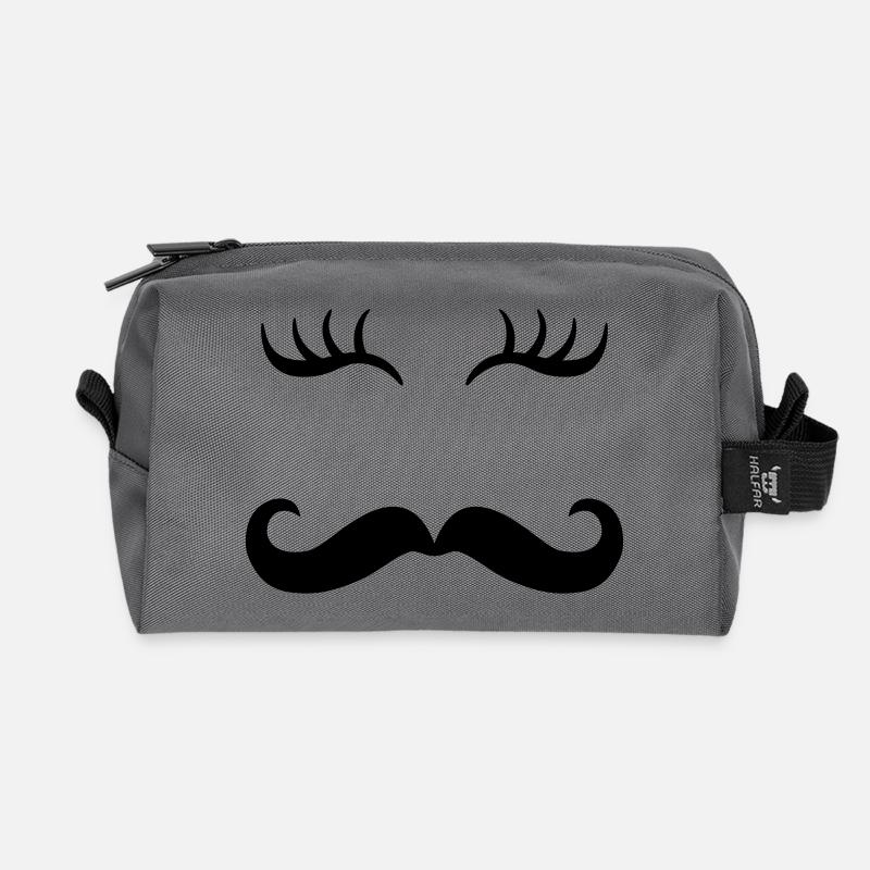 Moustache & Wimpern - Recycelte Kulturtasche - Anthrazit
