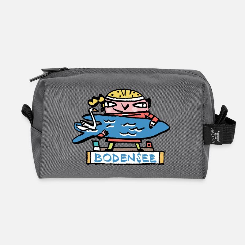 Bodensee Surfer Cartoon - Recycelte Kulturtasche - Anthrazit