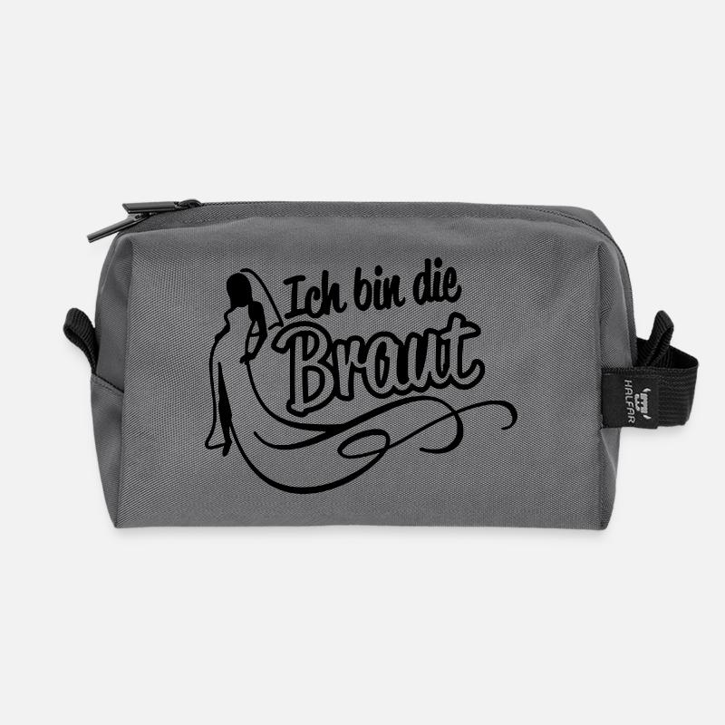 Ich bin die Braut - Recycelte Kulturtasche - Anthrazit