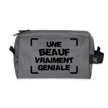 Beauf / Humour / Drôle / Marrant / Beau Frère - Trousse de toilette en tissu recyclé - anthracite - Devant