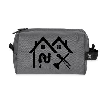 Plumber company home leakage hiding - Recycled Toiletry Zip Bag - anthracite - Front
