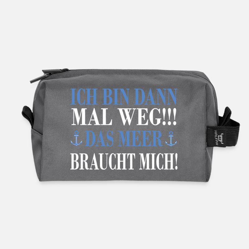 Meeresabend Sinnspruch Design - Recycelte Kulturtasche - Anthrazit