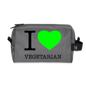I LOVE VEGETARIAN Vegetarisch Vegetarier - Recycelte Kulturtasche - Anthrazit - Vorne
