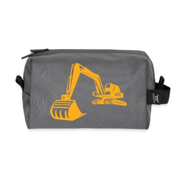 Excavator Silhouette, Precise Design for - Recycled Toiletry Zip Bag - anthracite - Front