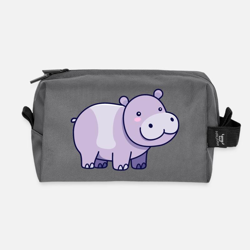 Hippopotamus - Recycled Toiletry Zip Bag - anthracite