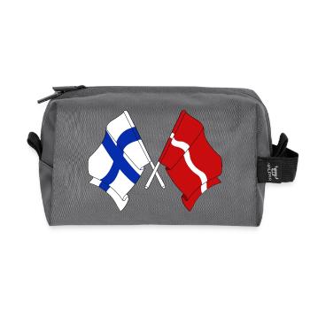 Drapeau Finlande, drapeau Lettonie - Trousse de toilette en tissu recyclé - anthracite - Devant