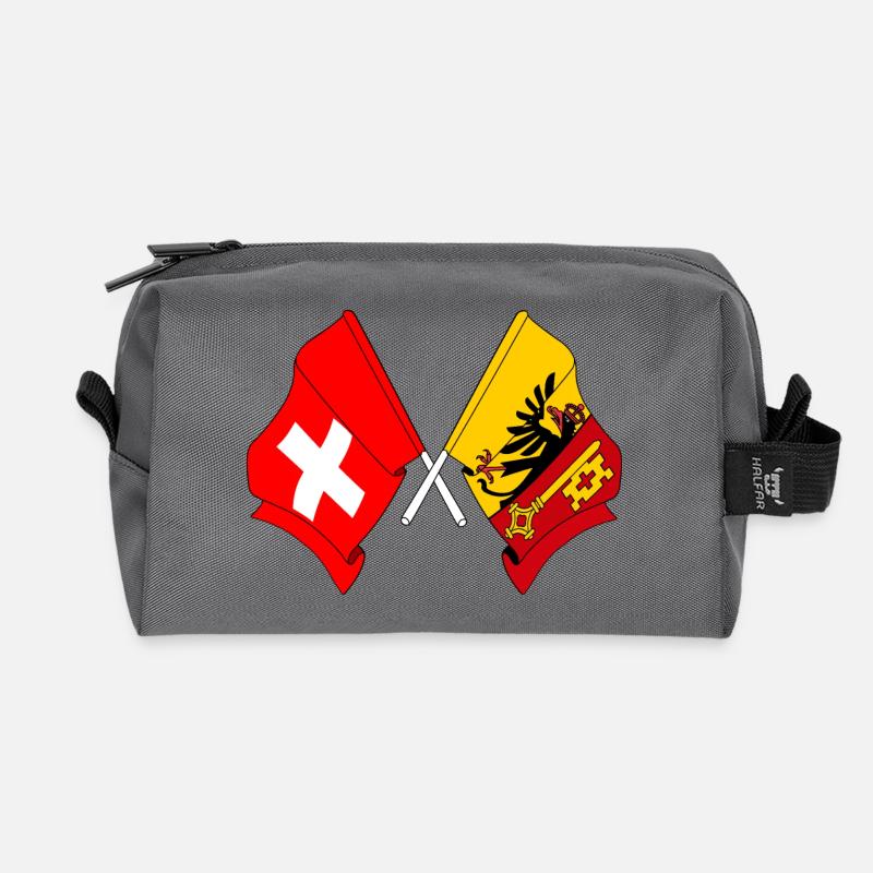 Flagge Schweiz und Flagge Kanton oder Genf - Recycelte Kulturtasche - Anthrazit