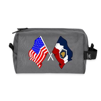Drapeau des États-Unis et de l’État de l’Utah croisé - Trousse de toilette en tissu recyclé - anthracite - Devant