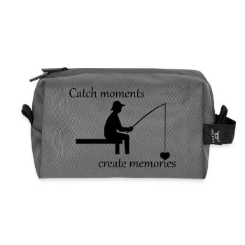 Angler Heartbeat – Cadeau pour les amateurs de pêche, Coeur - Trousse de toilette en tissu recyclé - anthracite - Devant