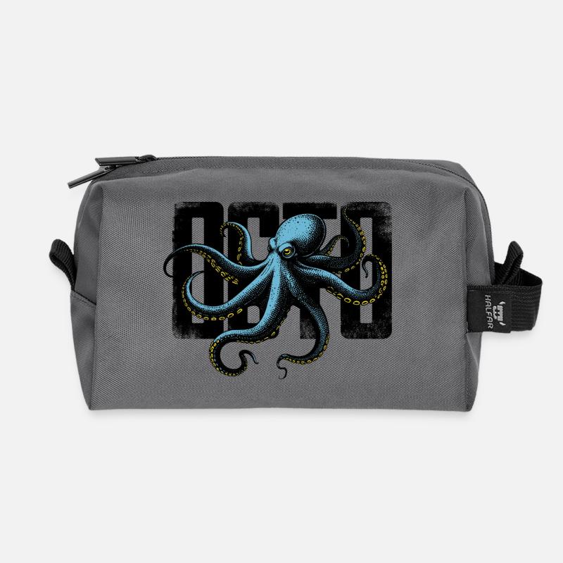 Stilisierter Oktopus - Recycelte Kulturtasche - Anthrazit