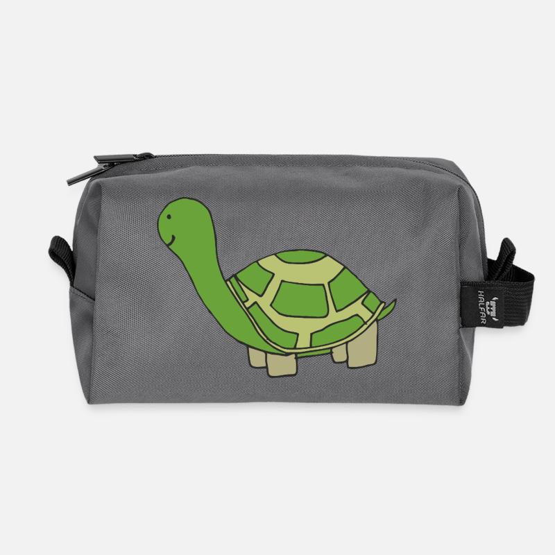 Verspielte Schildkröte Illustration - Recycelte Kulturtasche - Anthrazit