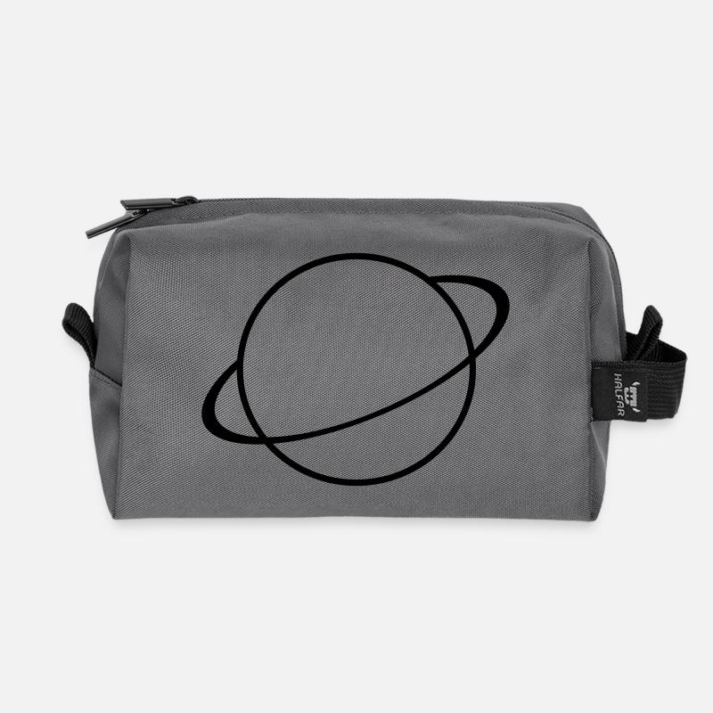 Saturn Icon – Planet Symbol - Recycled Toiletry Zip Bag - anthracite