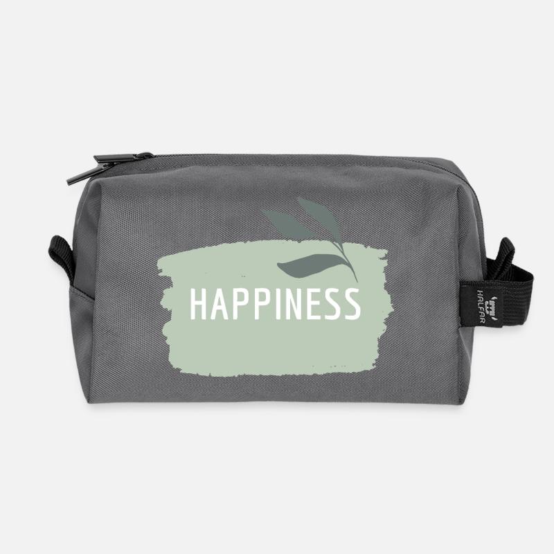 Happiness - Glück, Achtsamkeit, Freude - Recycelte Kulturtasche - Anthrazit
