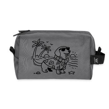 Hawaii vacation dachshund vacation mode with dog - Recycled Toiletry Zip Bag - anthracite - Front