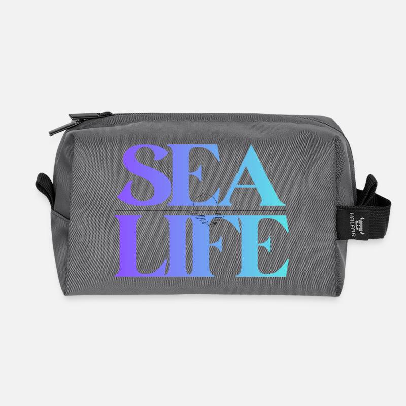 Meeresleben Gradient Schriftdesign - Recycelte Kulturtasche - Anthrazit