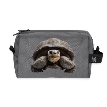 Tortue – calme, force, constance - Trousse de toilette en tissu recyclé - anthracite - Devant