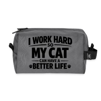 Ich arbeite hart damit meine Katze Luxusleben hat - Recycelte Kulturtasche - Anthrazit - Vorne