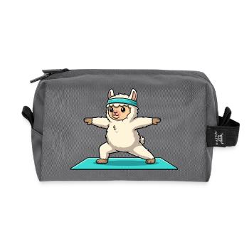 Yoga Llama Alpaca Macht Krieger-Pose - Recycelte Kulturtasche - Anthrazit - Vorne