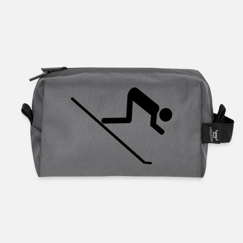 ski-run icon - Recycled Toiletry Zip Bag - anthracite