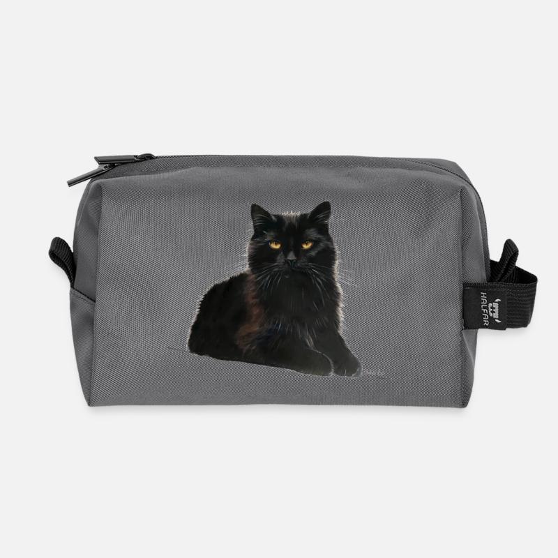 Cat - Recycled Toiletry Zip Bag - anthracite
