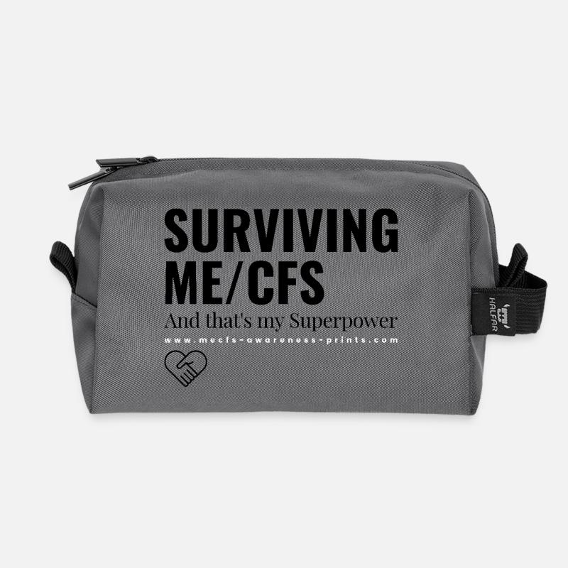 Surviving ME/CFS - weiß 🤍 - Recycelte Kulturtasche - Anthrazit