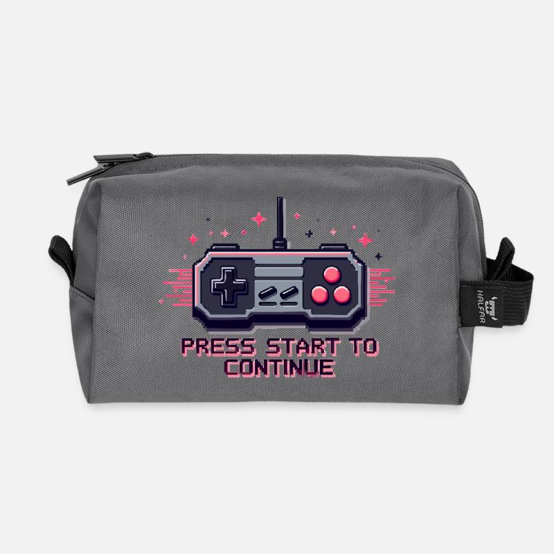 Press Start - Retro Gaming - Recycelte Kulturtasche - Anthrazit