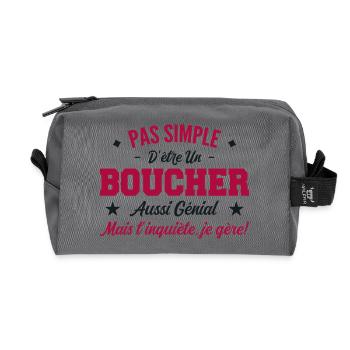Cadeau Homme Boucher Génial - Trousse de toilette en tissu recyclé - anthracite - Devant