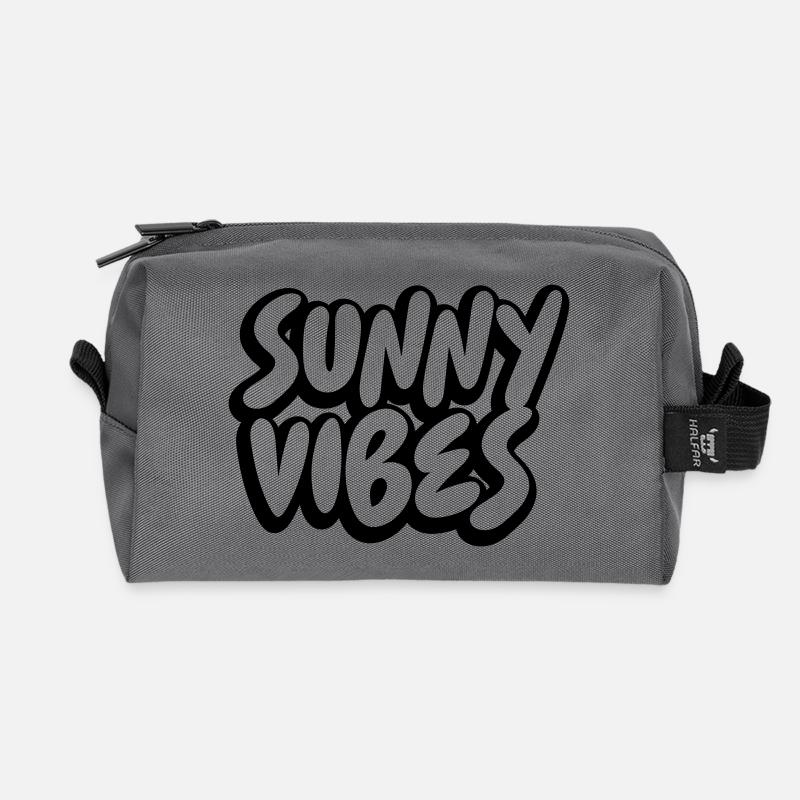 SUNNY VIBES - Recycled Toiletry Zip Bag - anthracite