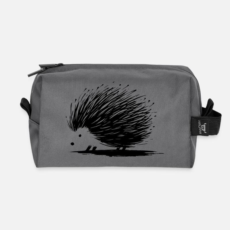 Hedgehog - Recycled Toiletry Zip Bag - anthracite
