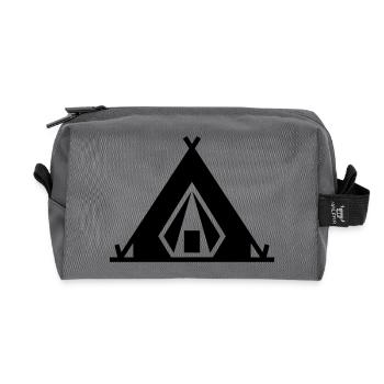 Camping Zelt Outdoor Icon - Recycelte Kulturtasche - Anthrazit - Vorne