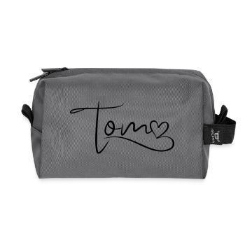 Tom Name Vorname Herzdekor - Recycelte Kulturtasche - Anthrazit - Vorne