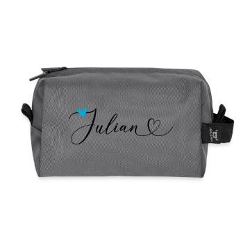 Julian Name Vorname Kalligrafieherz - Recycelte Kulturtasche - Anthrazit - Vorne