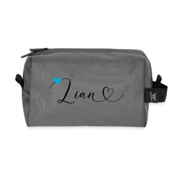 Lian Surname First Name Calligraphy Heart - Recycled Toiletry Zip Bag - anthracite - Front
