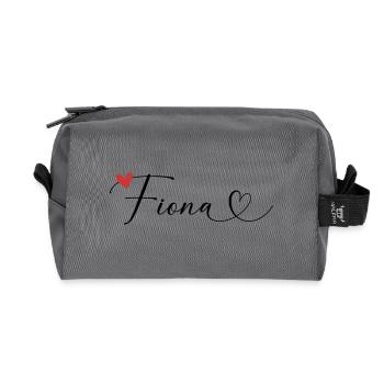 Fiona Nom Prénom Calligraphie coeur - Trousse de toilette en tissu recyclé - anthracite - Devant