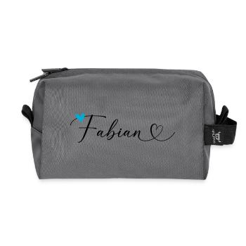 Fabian Surname First name Calligraphy Heart - Recycled Toiletry Zip Bag - anthracite - Front