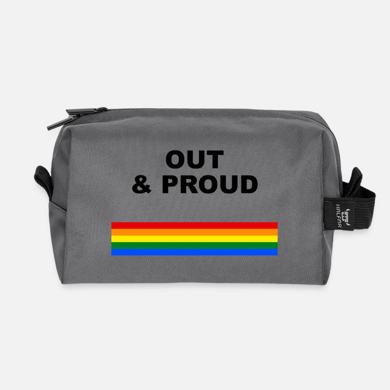Out & Proud Regenbogen Flaggen Design - Recycelte Kulturtasche - Anthrazit