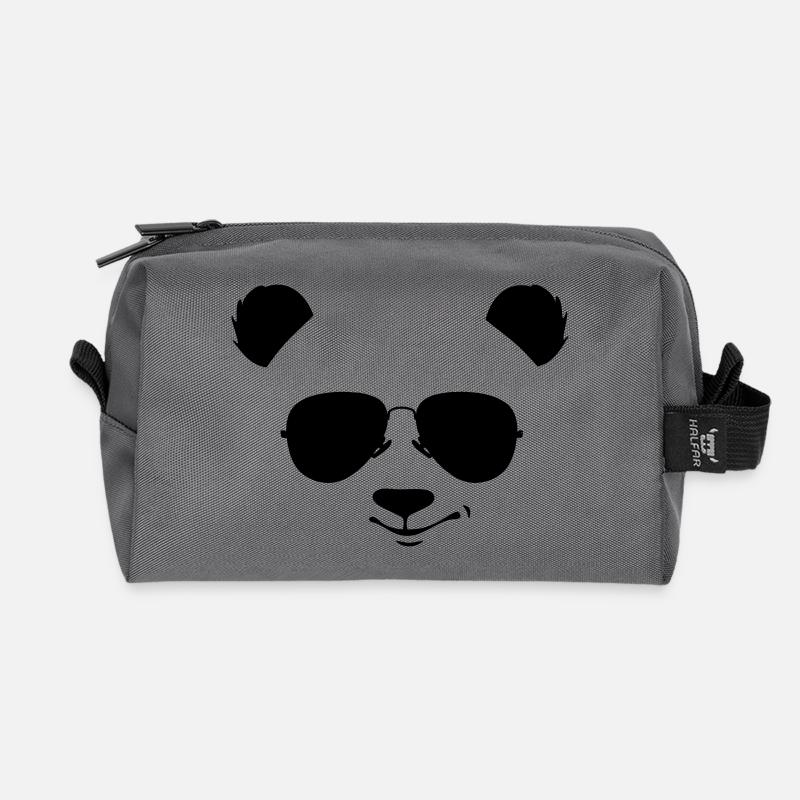 cooler Panda mit Sonnenbrille - Recycelte Kulturtasche - Anthrazit