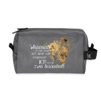 Wahnsinn, ch hab die 2 schönsten Hunde - Recycelte Kulturtasche - Anthrazit - Vorne