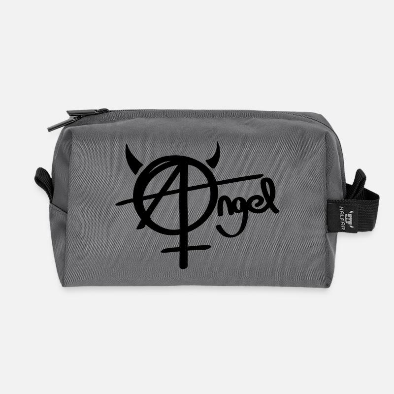 Anarchy - angel and demon - Recycled Toiletry Zip Bag - anthracite