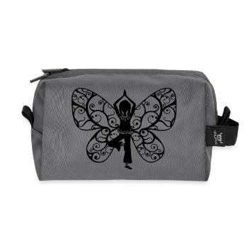 Yoga fille, ailes de papillon, fée, asana, profess - Trousse de toilette en tissu recyclé - anthracite - Devant