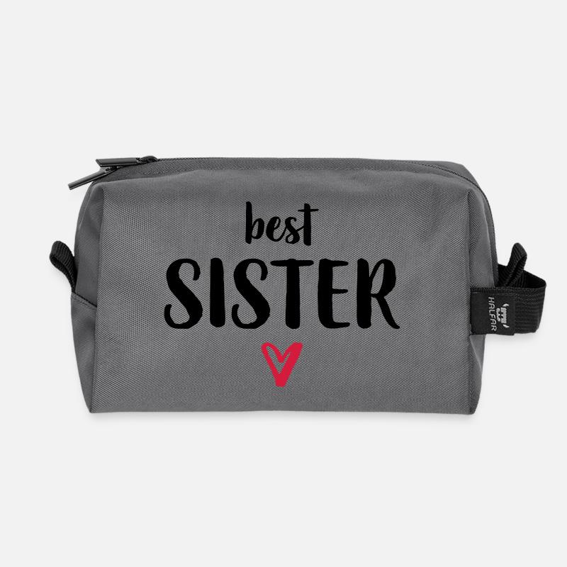 best sister I Herz Geschenk Schwester Geschwister - Recycelte Kulturtasche - Anthrazit